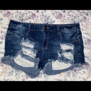 Ripped jean shorts
